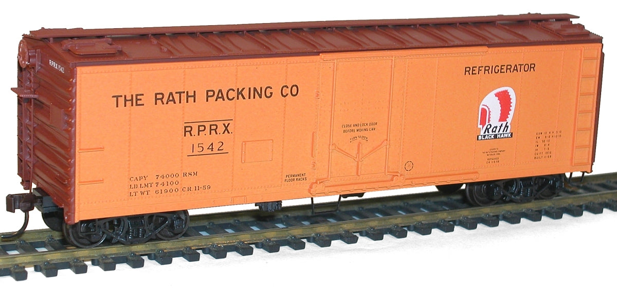 Accurail 8524 HO Rath Packing Co. 40' Steel Refrigerator Car w/ Plug Door #1542