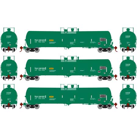 Athearn 28257 HO TILX RTR 30,000 Gallon Green Ethanol Tank Car #2 (Set of 3)