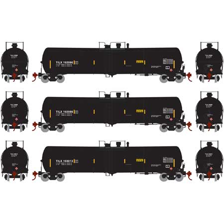 Athearn 28277 HO TILX RTR 30,000 Gallon Black Ethanol Tank Car #2 (Set of 3)
