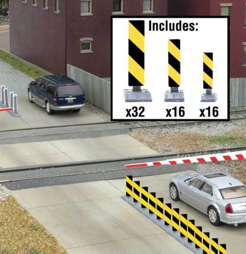 Walthers 949-4168 HO Quiet Crossing Lane Markers Kit (Yellow and Black Stripes)