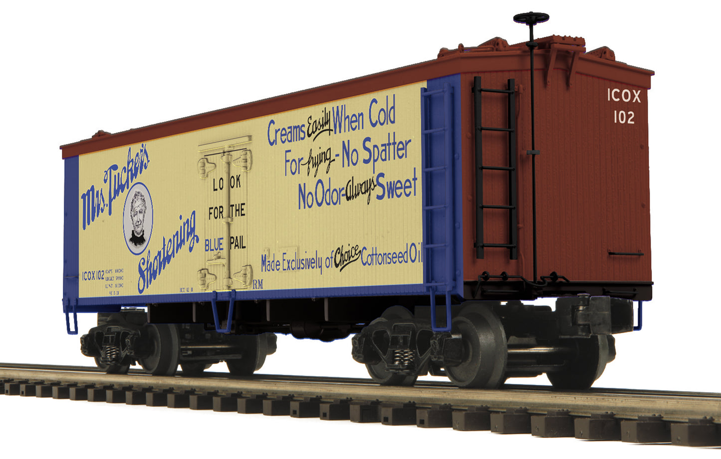 MTH 20-94423 O Mrs. Tucker's Shortening 36' Woodsided Reefer Car #102, #103