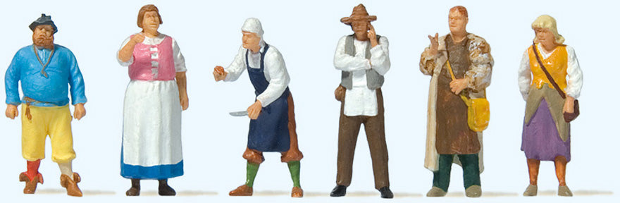 Preiser 24761 HO Women & Men Medieval Festival Figures (Set of 6)
