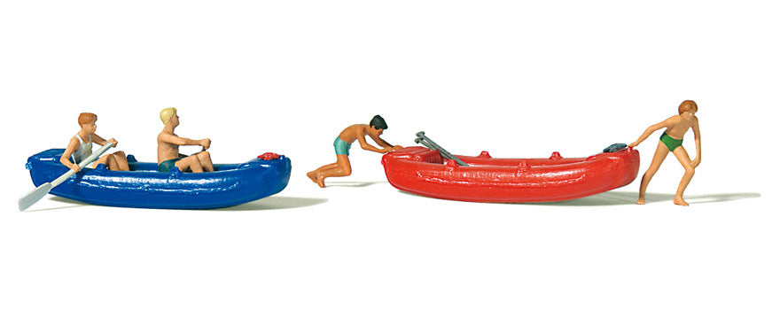 Preiser 10705 HO Couples with Inflatable Boats Figures (Set of 4)
