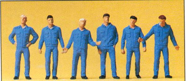 Preiser 14031 HO Mechanics in Overalls Figures (Set of 6)
