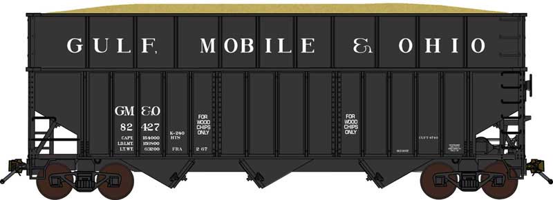 Bowser 41951 HO Gulf Mobile & Ohio 70-Ton Ribside Wood Chip Hopper #82402