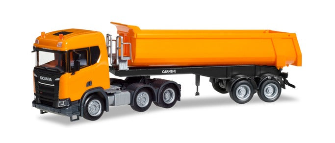 Herpa 309394 HO Scania CR ND XT 6X2 Dump Semi-Trailer in Communal Orange