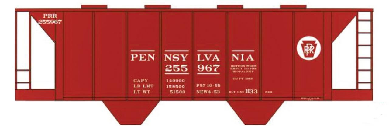 Tichy 10015N6 N Pennsylvania Class H33 Covered Hopper Decal Set (Pack of 6)