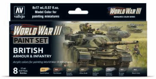 Vallejo Paint 70222 WWIII British Armour & Infantry Model Color Acrylic Paints