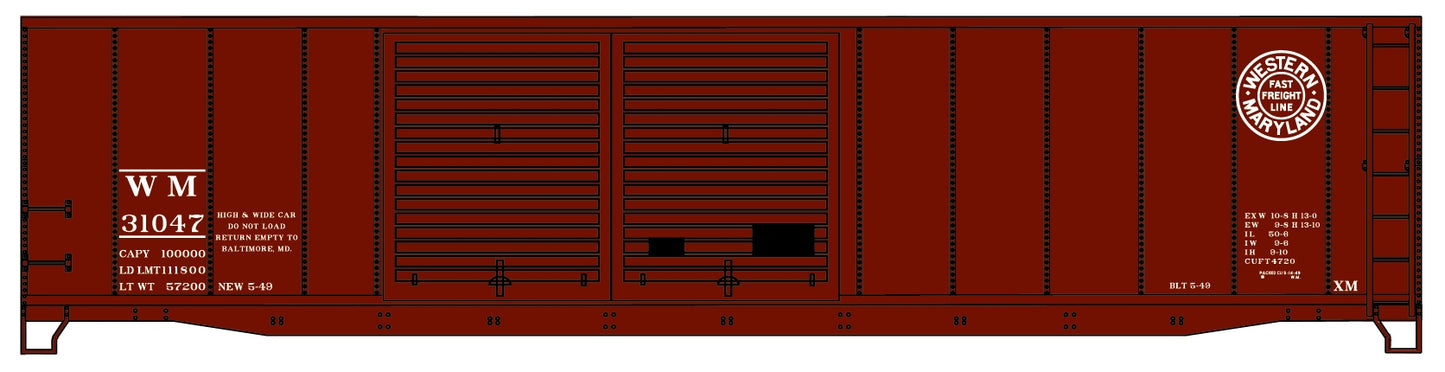 Accurail 5241 HO Western Maryland 50' Double Door Riveted-Side Boxcar #31047