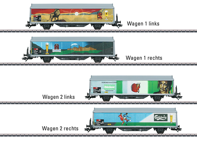 Marklin 48342 HO Swiss Federal Railways Sliding Wall Boxcars (Set of 2)