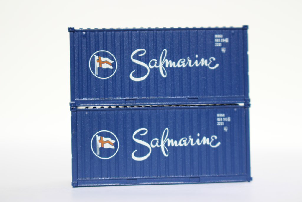 JTC Model Trains 205304 N Safmarine 20' Standard Height Container (Pack of 2)