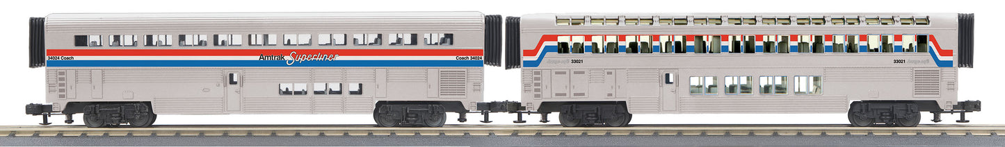 MTH 30-6536 O Amtrak Phase III O-31 SuperLinerCoach/Lounge Set (Set of 2)