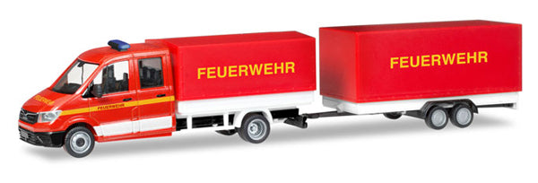 Herpa 093866 HO Fire Department MAN TGE Van with Pup Trailer