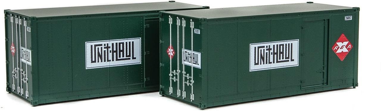 Walthers 949-8681 HO REA 20' Smooth-Side Containers w/Right Side Door (Set of 2)