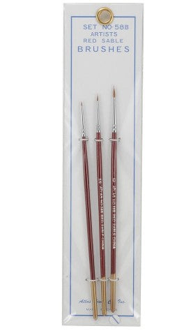 Atlas Brush 58B 10/0, 5/0, 0 Red Sable Detailing Brushes