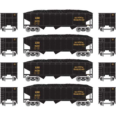 Athearn 5122 N Alaska Railroad 40' 3-Bay Offset Hopper with Load #1 (Pack of 4)