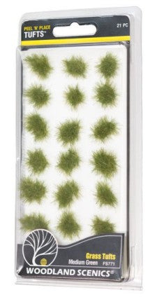 Woodland Scenics FS771 Medium Green Grass Tufts (Pack of 21)