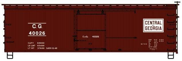 Accurail 1311 HO Central of Georgia 36' Double Sheath Wood Boxcar #40026