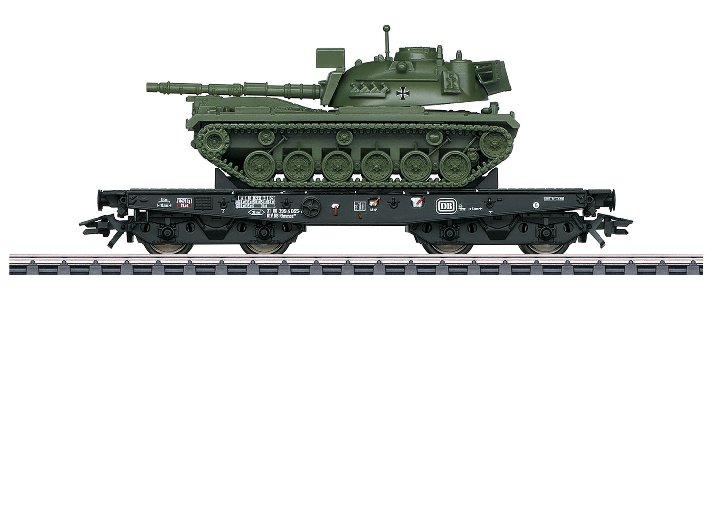 Marklin 48798 HO German Federal Railroad Rlmmps 650 Heavy-Duty Flatcar w/ M-48