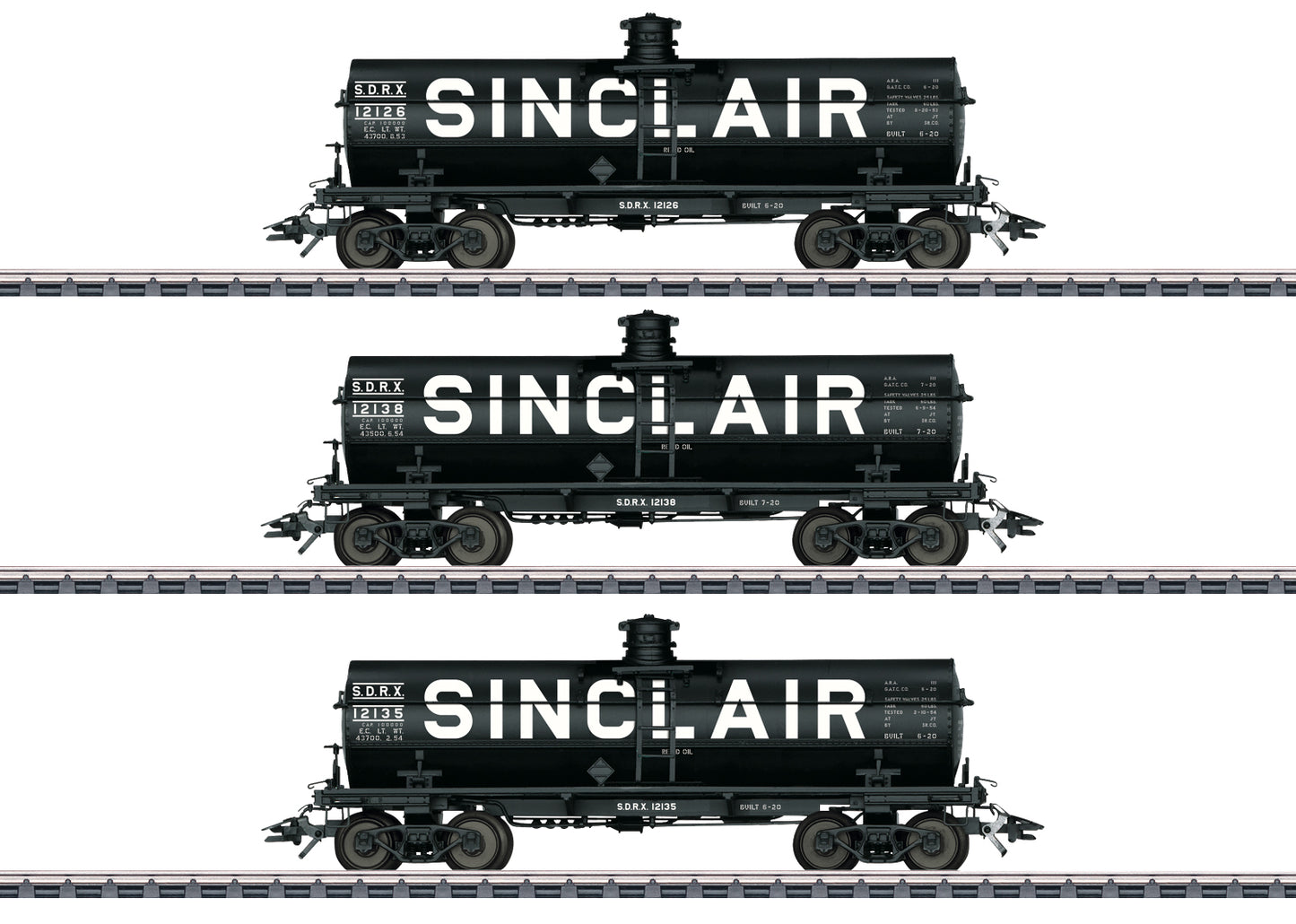 Marklin 45664 HO Sinclair Tank Car #12126, #12138, #12135 - 3-Rail (Pack of 3)