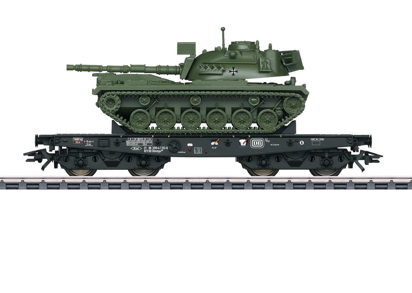 Marklin 48799 HO German Federal Railroad Rlmmps 650 Heavy-Duty Flatcar w/ M-48