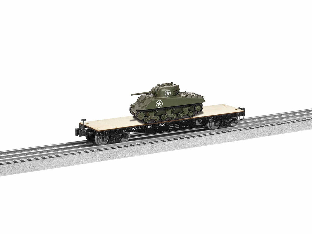 Lionel 1926711 O New York Central 40' Flatcar with Sherman Tank #496250