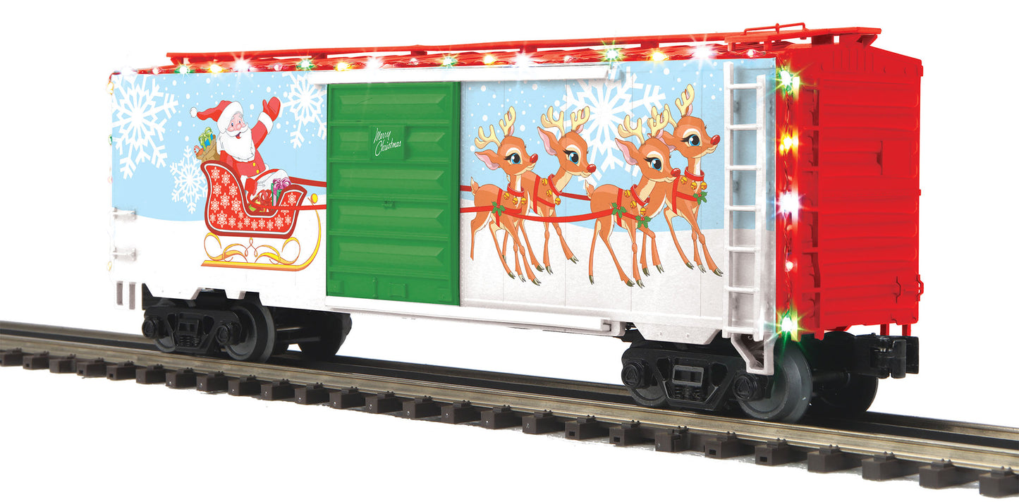 MTH 20-93879 O Christmas 40' Box Car with LED Lights