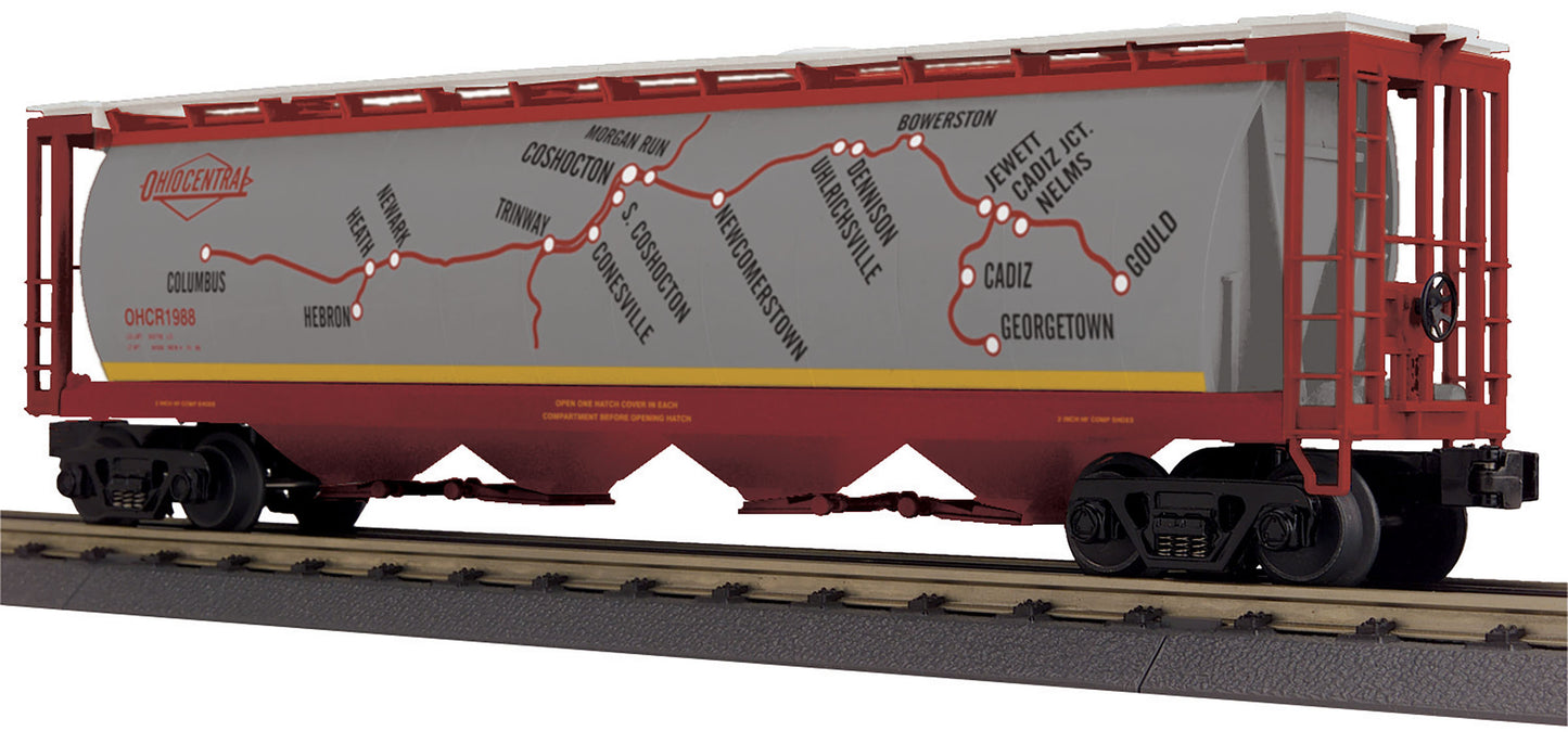 MTH 30-75648 O Ohio Central 4-Bay Cylindrical Hopper Car #1988