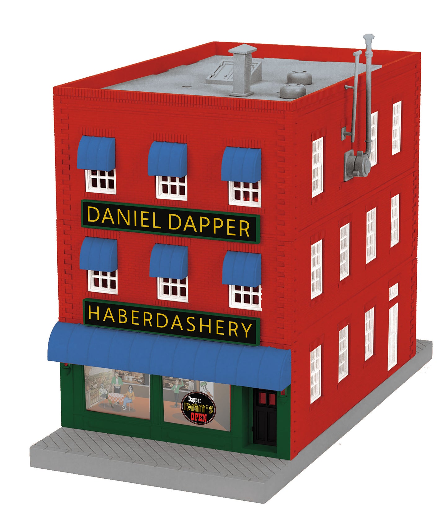 MTH 30-90567 O Dapper Dan's Haberdashery 3-Story Building w/ Fire Escape & Sign