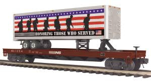 MTH 20-95394 O Norfolk Southern Flatcar with 40' Trailer #11254