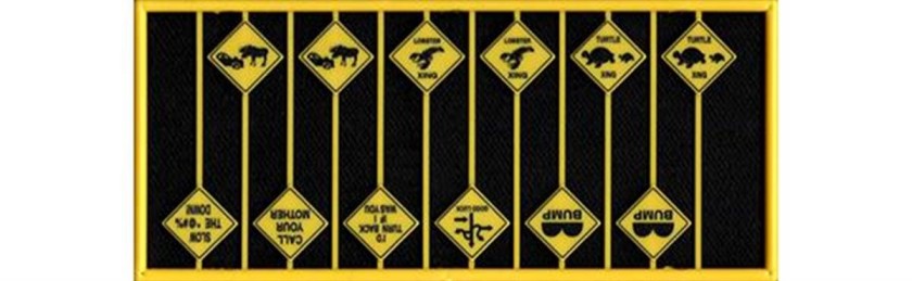 Tichy 8321 HO Scale Yellow/Black Funny Signs Group 2 (Pack of 12)