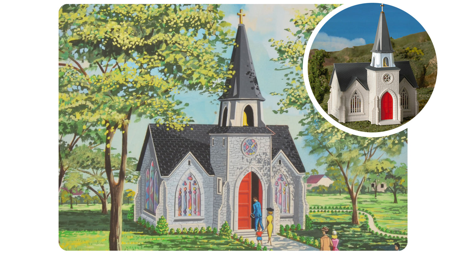 Bachmann 45195 HO 75th Anniversary Plasticville Cathedral Kit