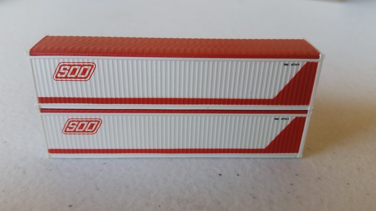 JTC Model Trains FMS009 N SOO Line 40' R.S. Canvas Top Container (Pack of 2)
