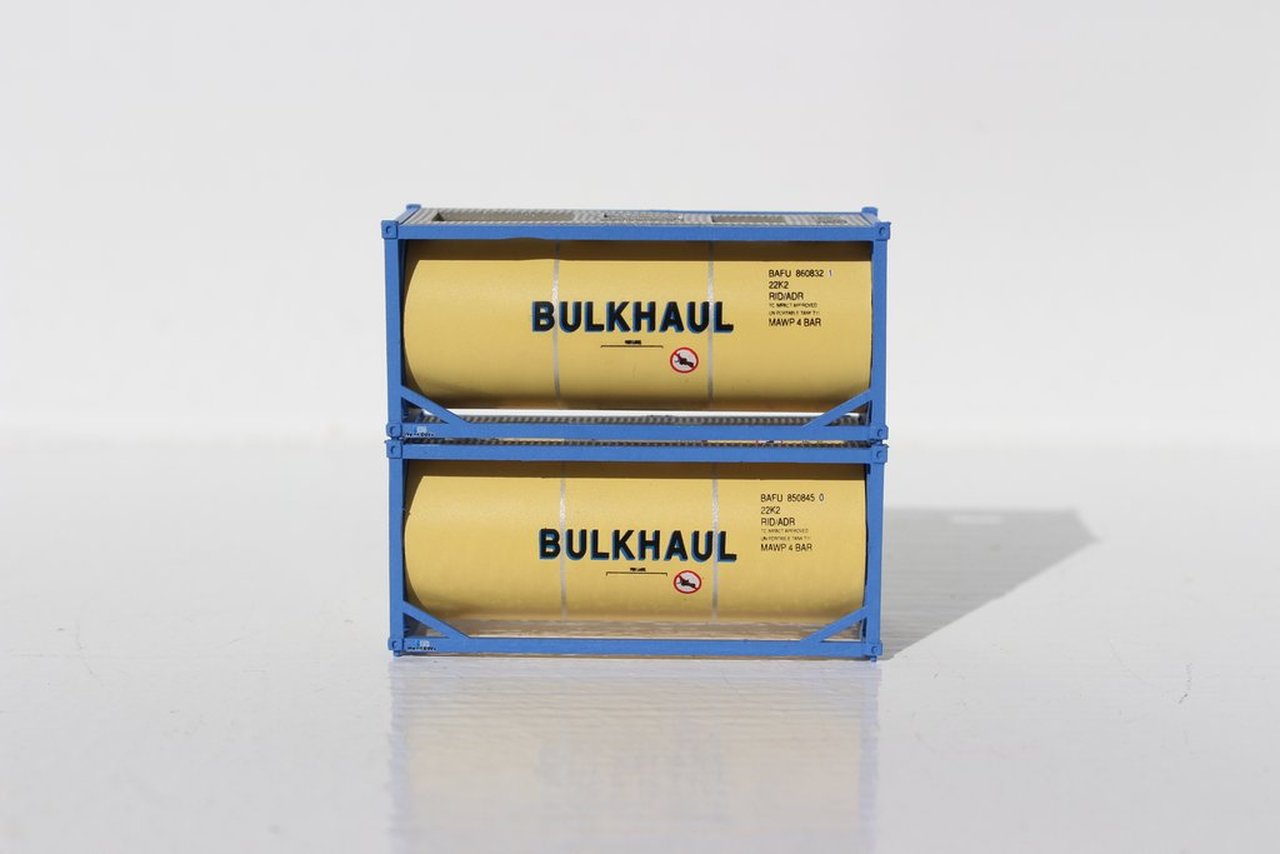 JTC Model Trains 205214 N Bulkhaul 20' Standard Tank Container (Pack of 2)