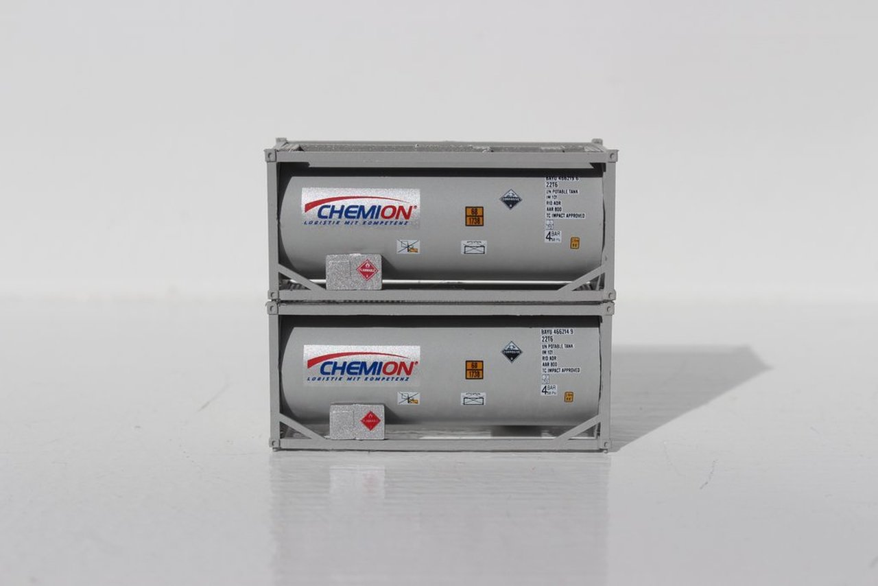JTC Model Trains 205210 N Chemion 20' Standard Tank Container (Pack of 2)