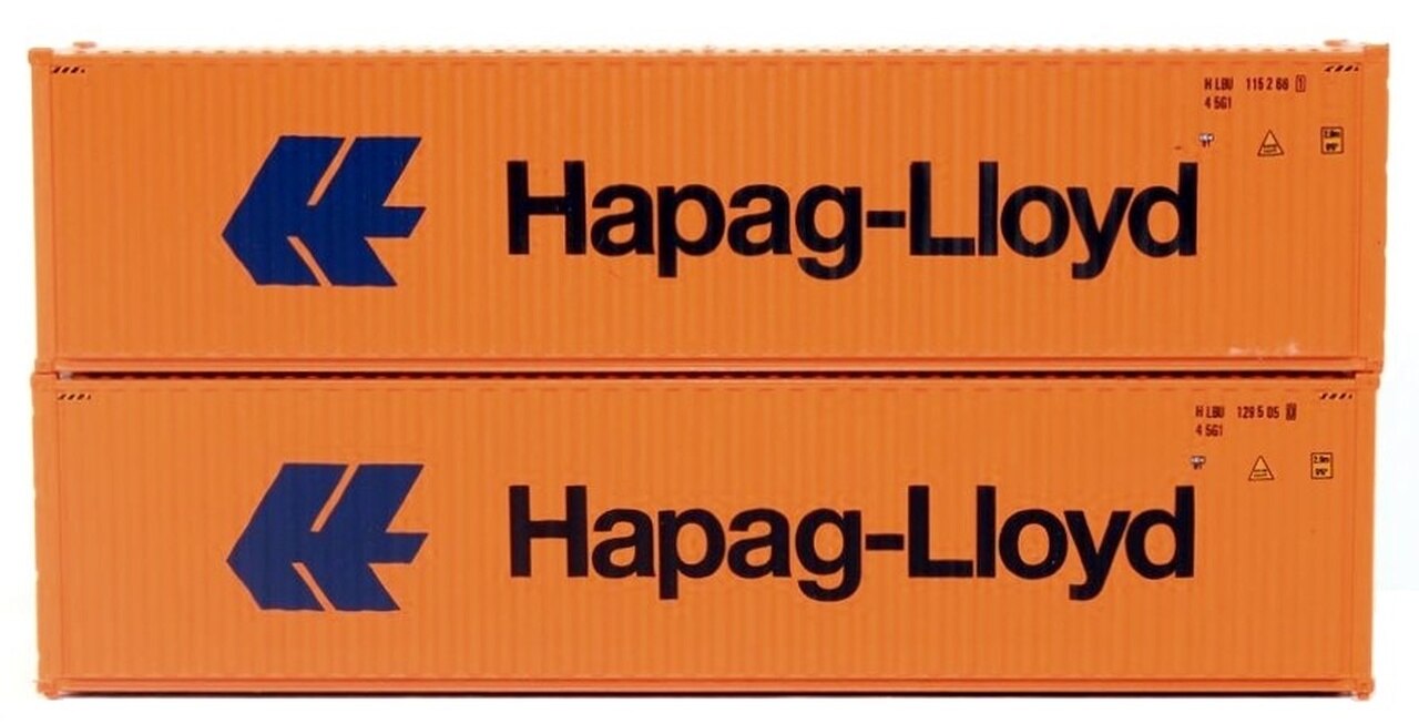JTC Model Trains 405110 N Hapag-Lloyd 40' Hi-Cube C.S. Container (Pack of 2)