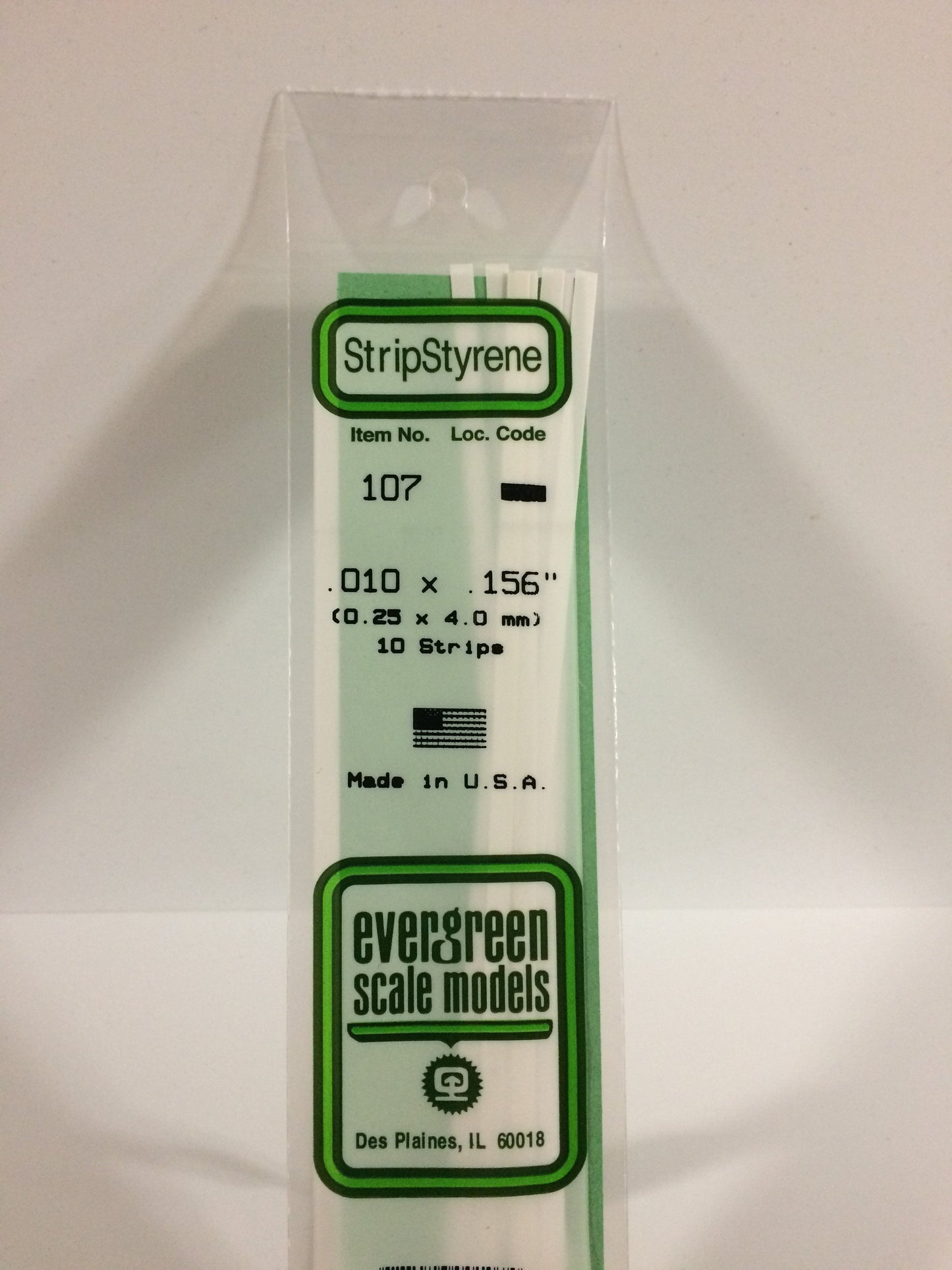 Evergreen Scale Models 107 .010" x .156" x 14" Polystyrene Strips (Pack of 10)