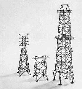 Plastruct 1005 HO 3-7/8" x 3-7/8" x 16-3/4" Electric Towers & Oil Well Kit