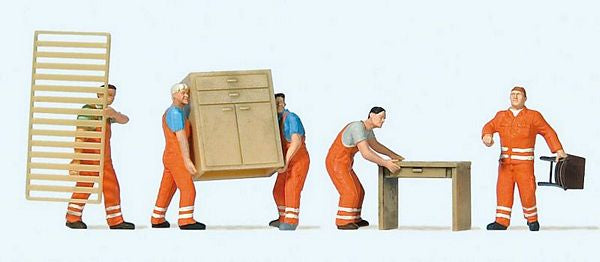 Preiser 10714 HO Furniture Movers Figures (Set of 5)