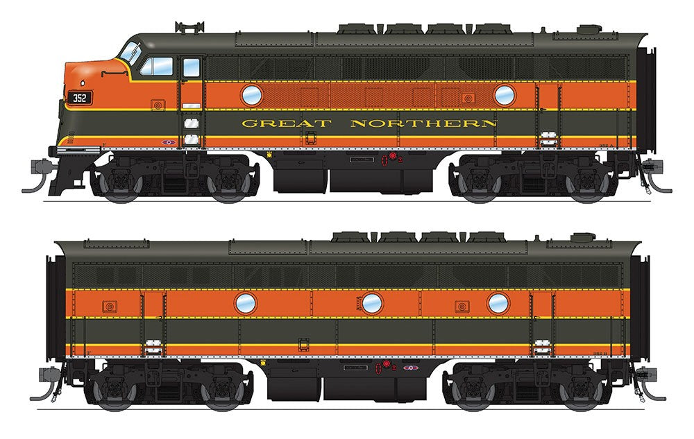 Broadway Limited 4822 HO Great Northern EMD F3 A/B Diesel Locomotive #352A/352B