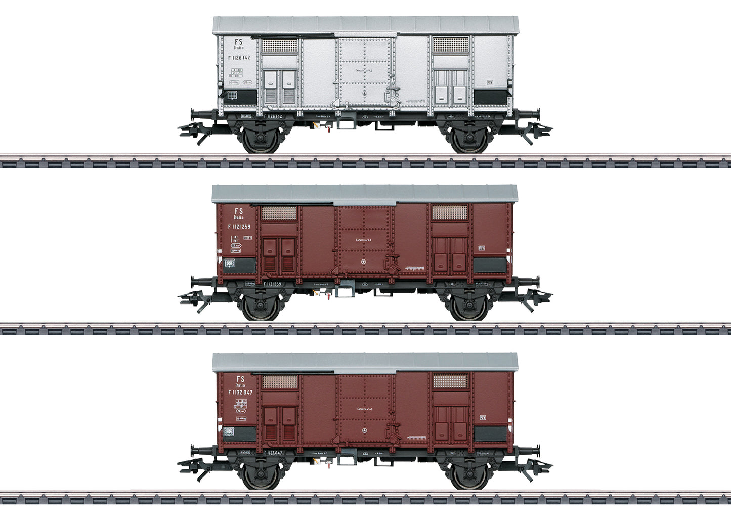 Marklin 47870 HO Italian State Railways Pitched Roof Boxcar (Set of 3)
