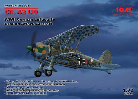 ICM 32021 1:32 Fiat CR.42 LW Attack Military Aircraft Plane Model Kit
