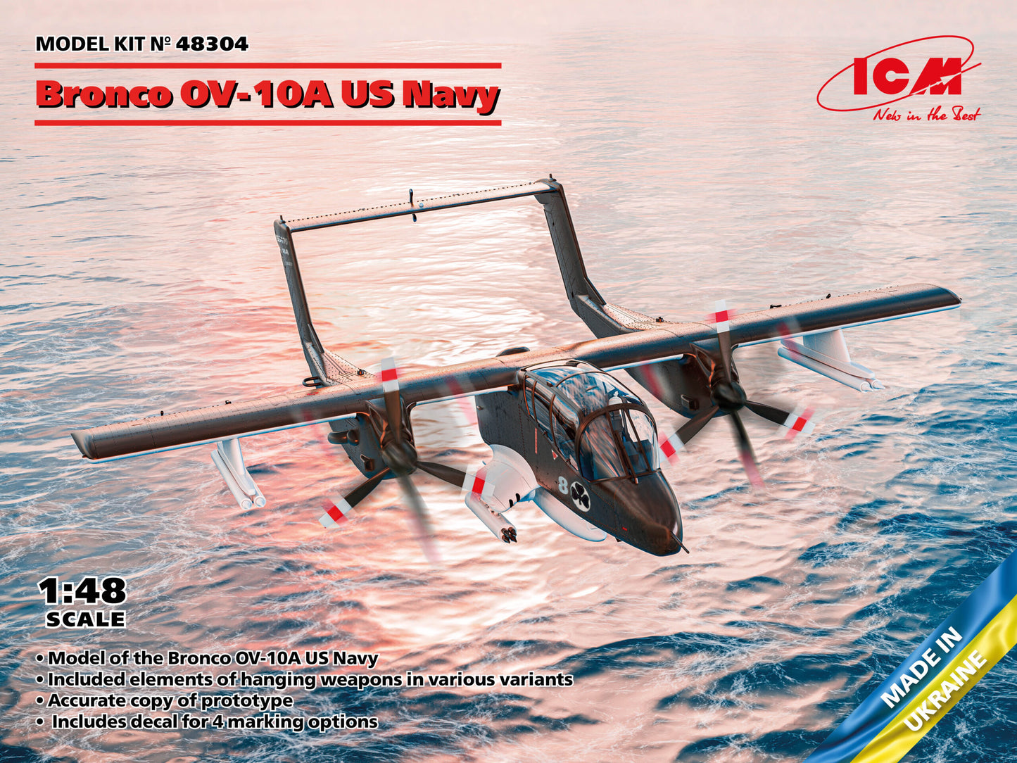 ICM 48304 1:48 Bronco OV-10A US Navy Attack Military Aircraft Plane Model Kit