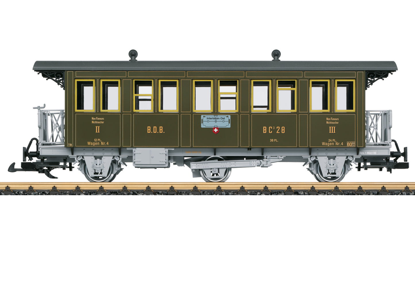 LGB 31331 G Brunig Steam Railroad BDB Passenger Car #BC 28
