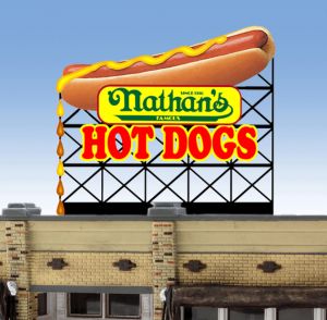 Miller Engineering 443552 HO/N Small Nathan's Hot Dogs Animated Neon Billboard