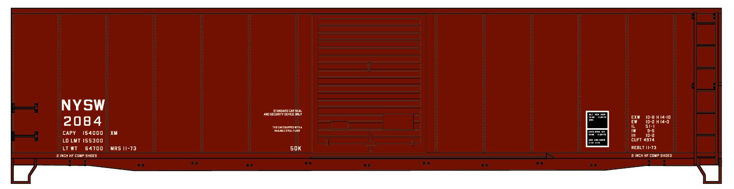 Accurail 5036 HO NYS&W 50' Single Door Riveted-Side Steel Boxcar #2084