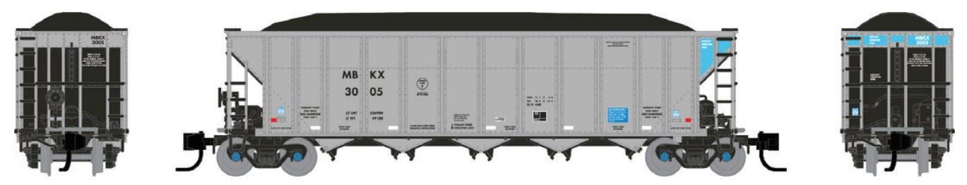 Rapido Trains 538037 N MBKX AutoFlood III RD Coal Hopper#2 (Pack of 6)
