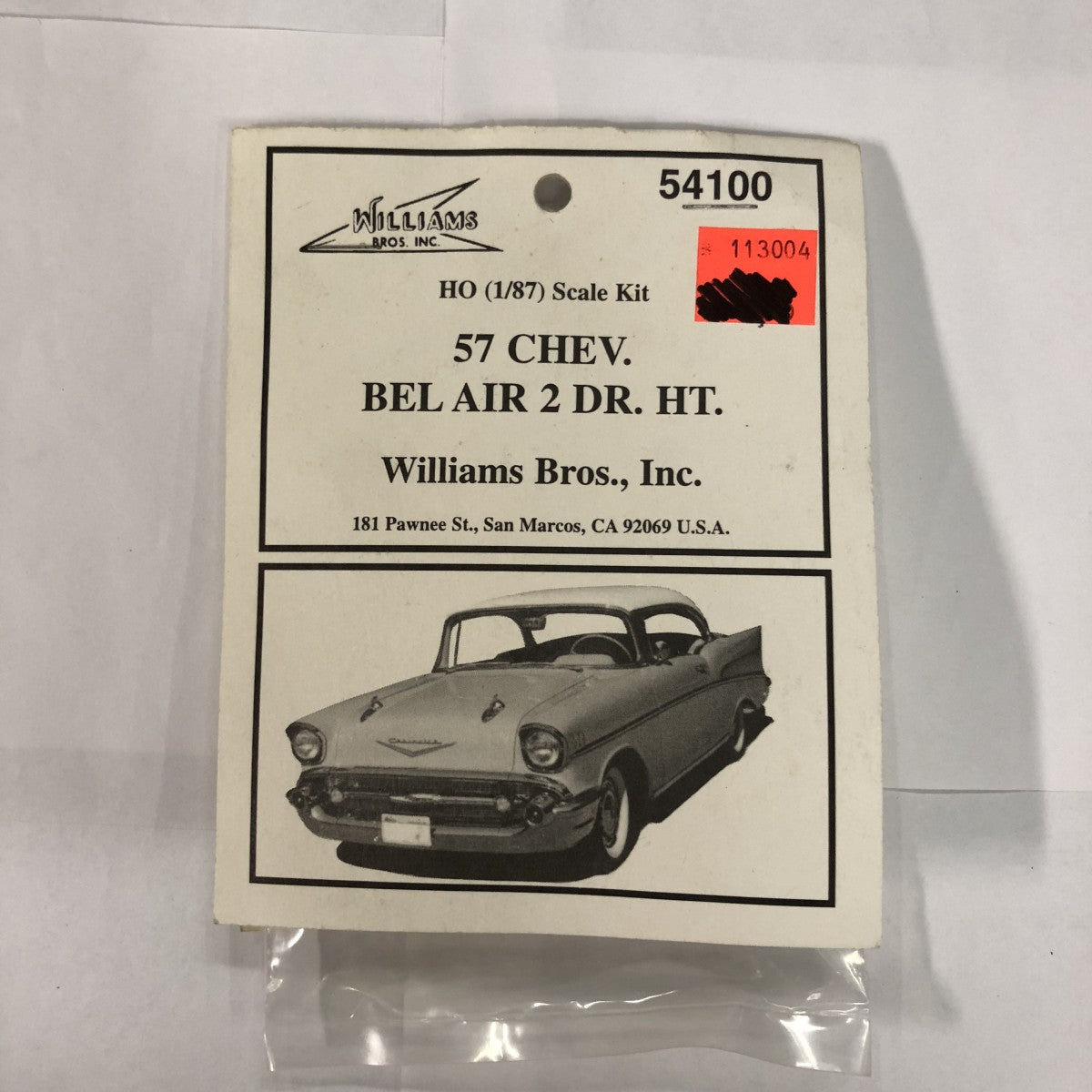Williams Brothers 54100 1:87 HO 57 Chevrolet Bel Air 2dr Hardtop Plastic Kit