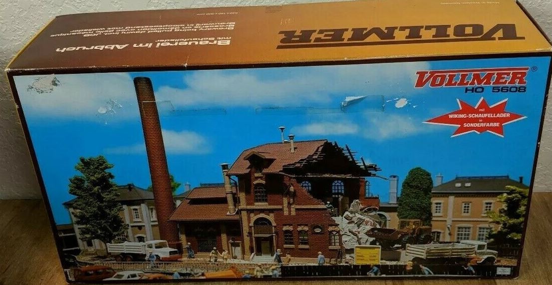 Vollmer 5608 HO Brewery Being Pulled Down Building Kit.