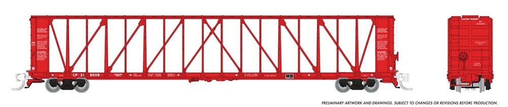 Rapido Trains 562004 N CPR Red NSC 73'Centerbeam Flatcar (Pack of 6)